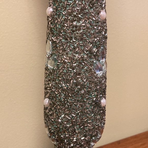 NWT GORGEOUS BEADED & JEWELED 15" WOODEN CANDLESTICK - Picture 4 of 10